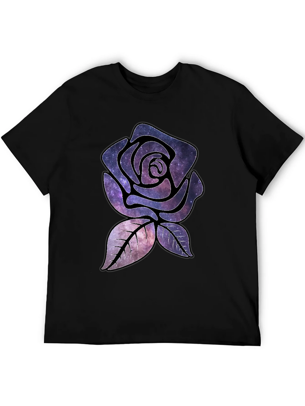 Galaxy Rose Graphic T-Shirt - Black Cotton Tee