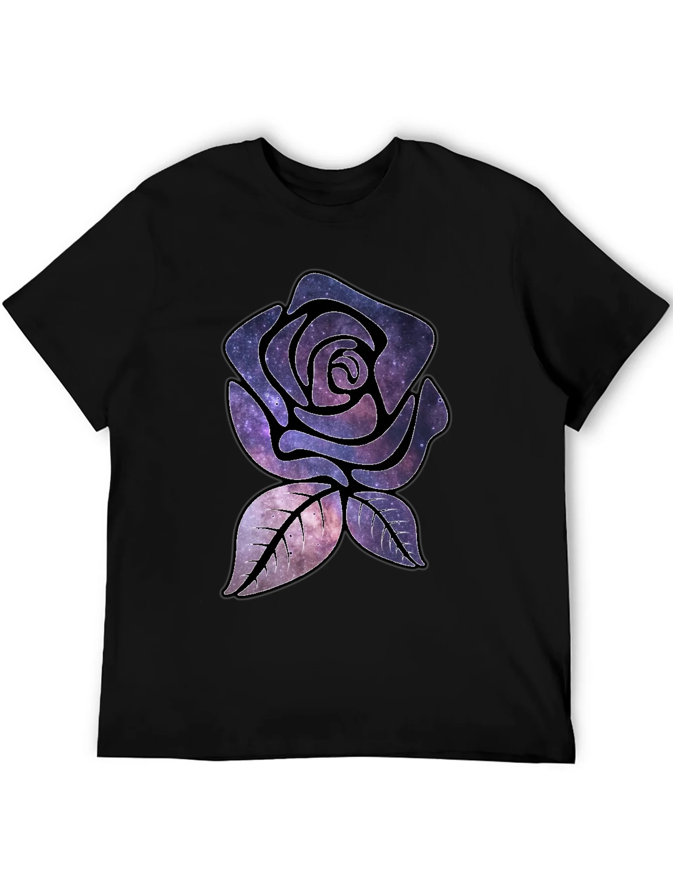 Galaxy Rose Graphic T-Shirt - Black Cotton Tee