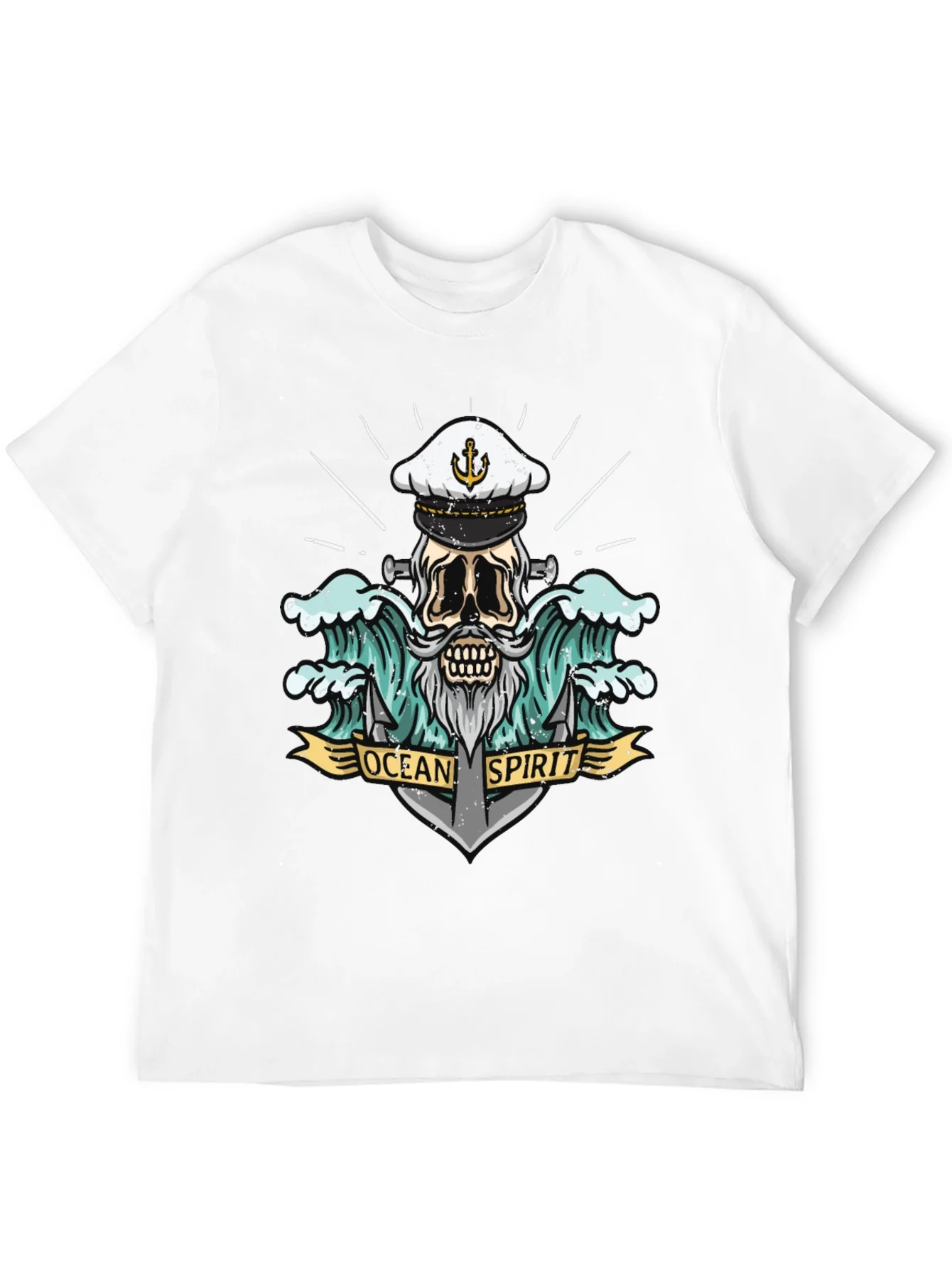 Ocean Spirit Graphic Tee - Pirate Skull Anchor