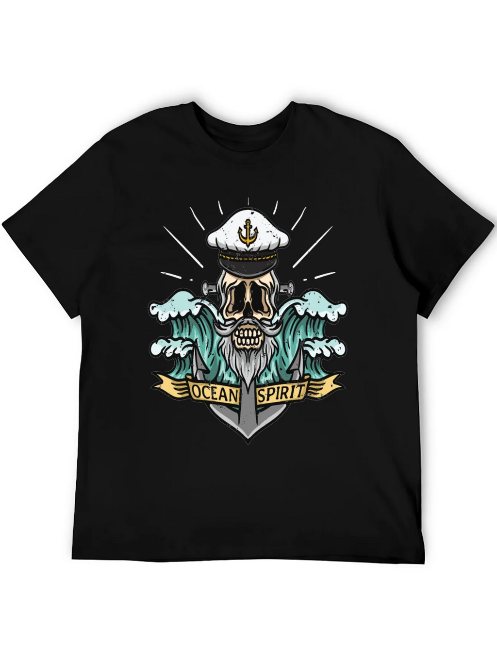 Ocean Spirit Graphic Tee - Pirate Skull Anchor