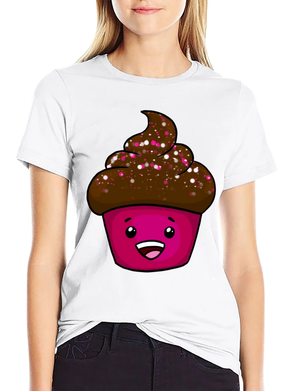 Cute Cupcake Graphic T-Shirt - Unisex Black Tee