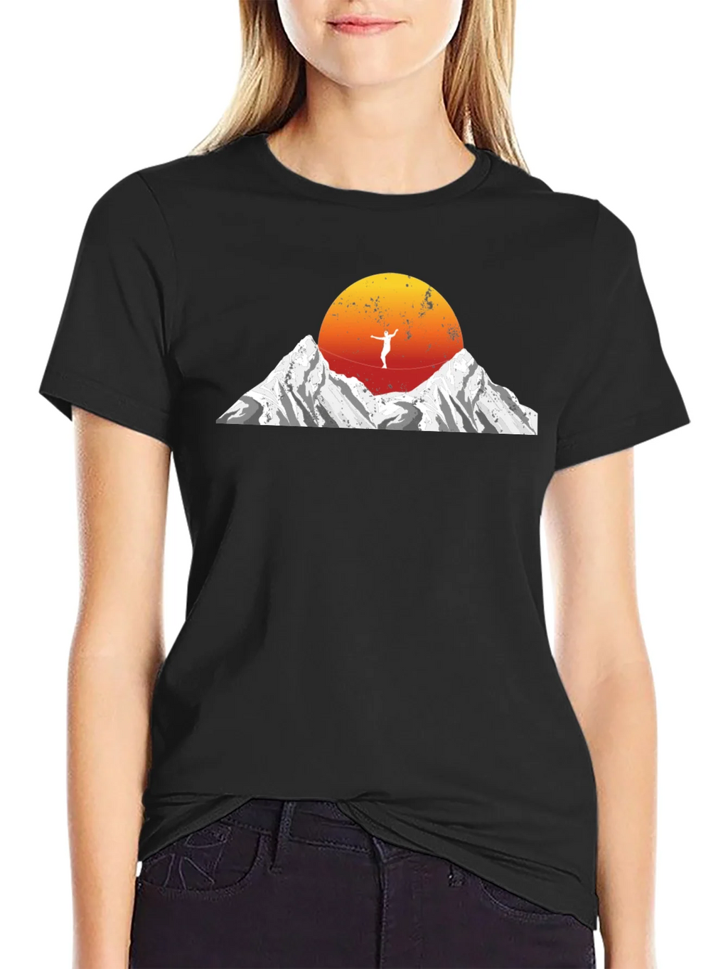 Mountain Sunset Tightrope Walker Graphic Tee