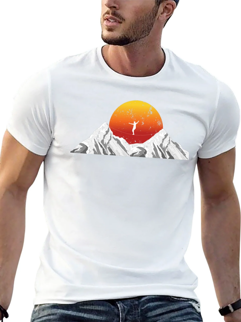Mountain Sunset Tightrope Walker Graphic Tee