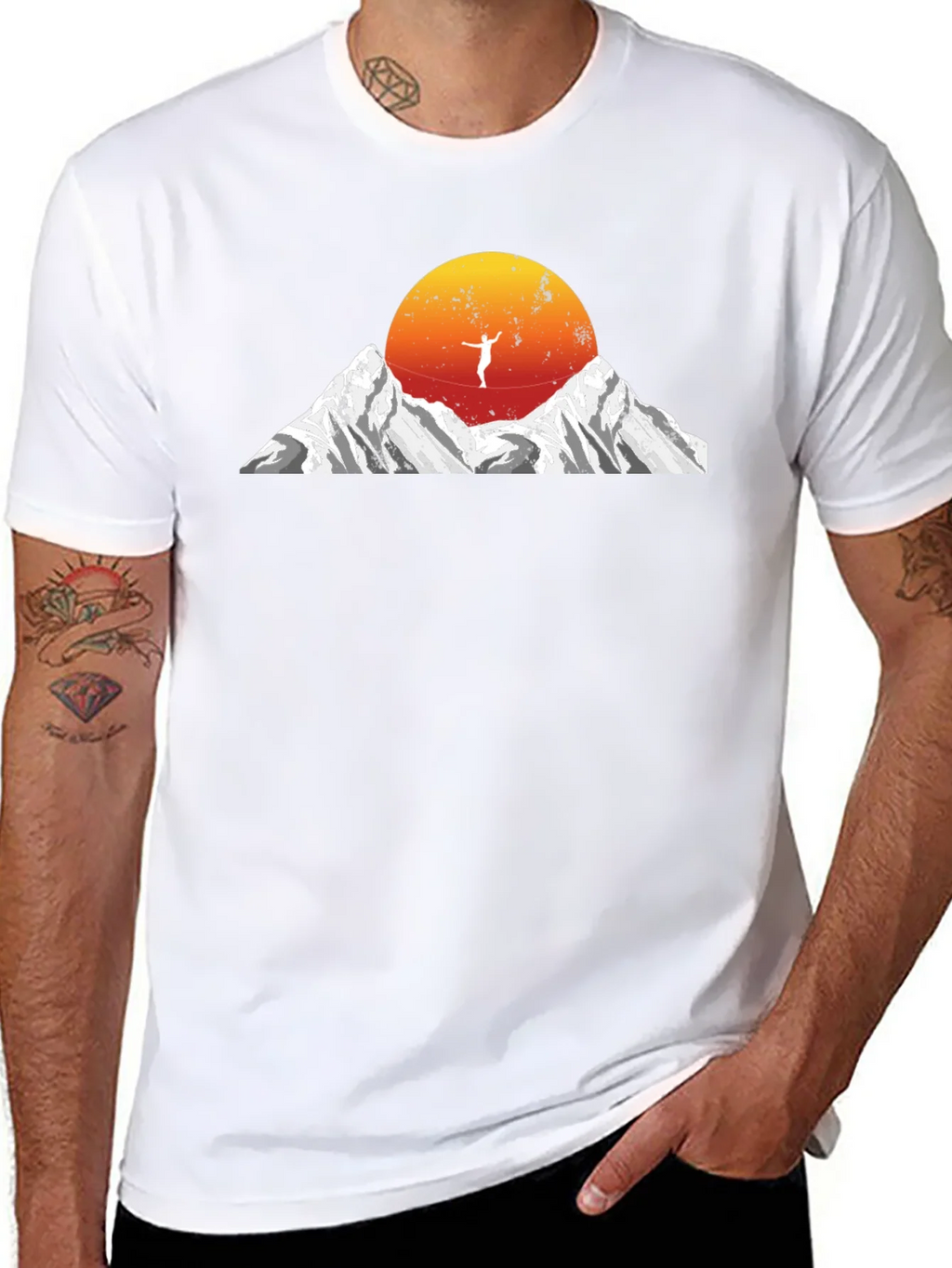 Mountain Sunset Tightrope Walker Graphic Tee