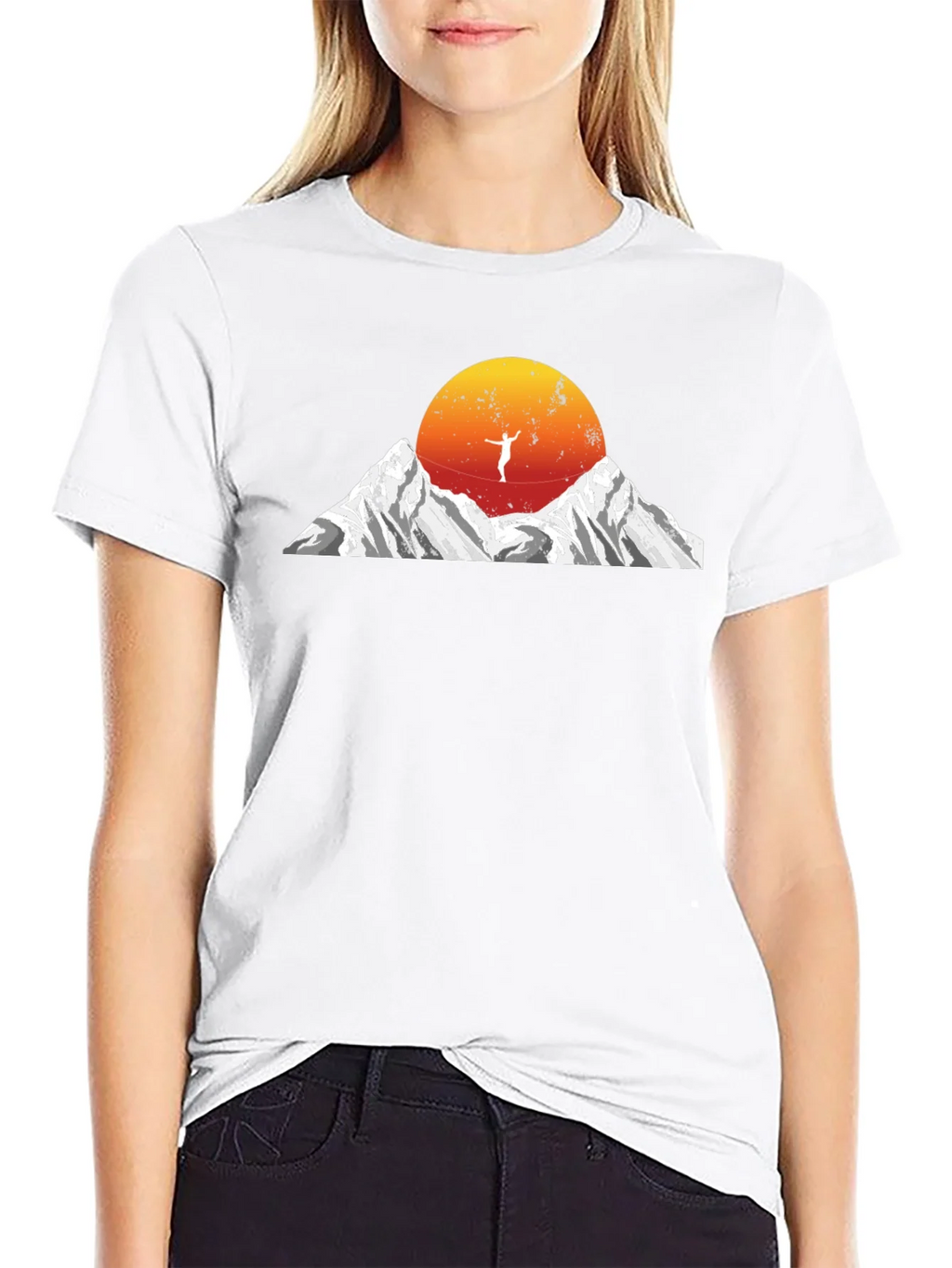 Mountain Sunset Tightrope Walker Graphic Tee