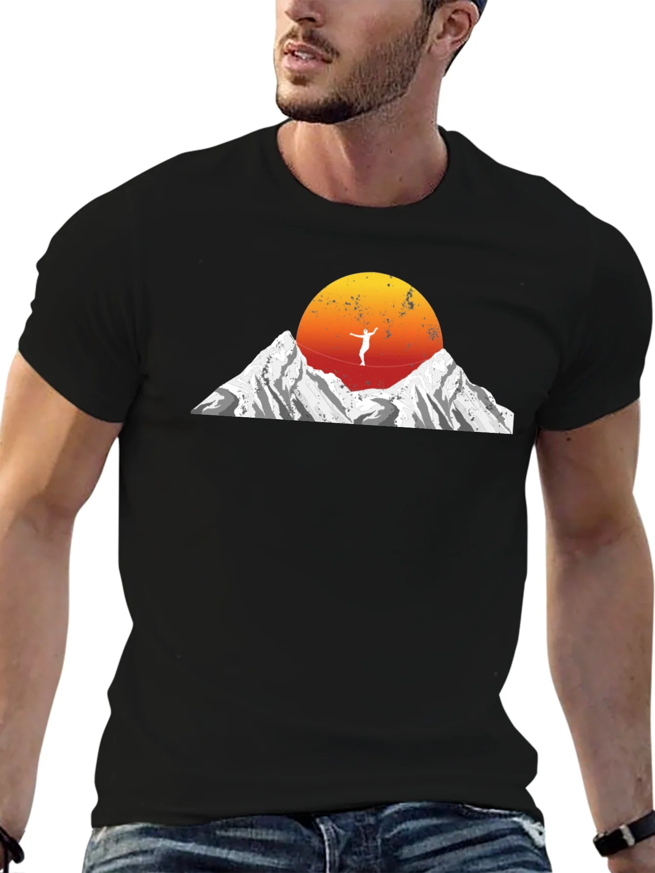 Mountain Sunset Tightrope Walker Graphic Tee
