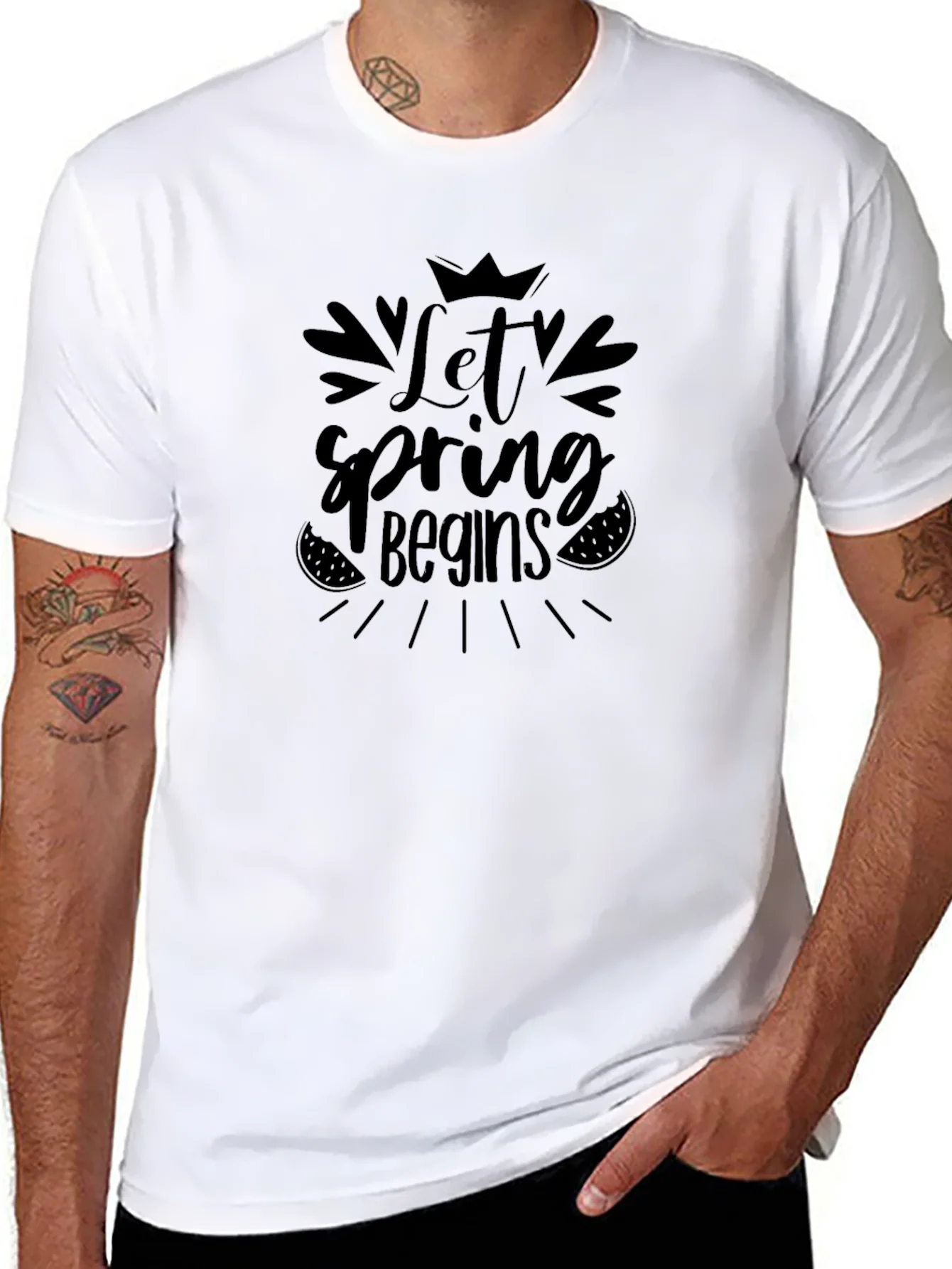 Let Spring Begins Black T-Shirt