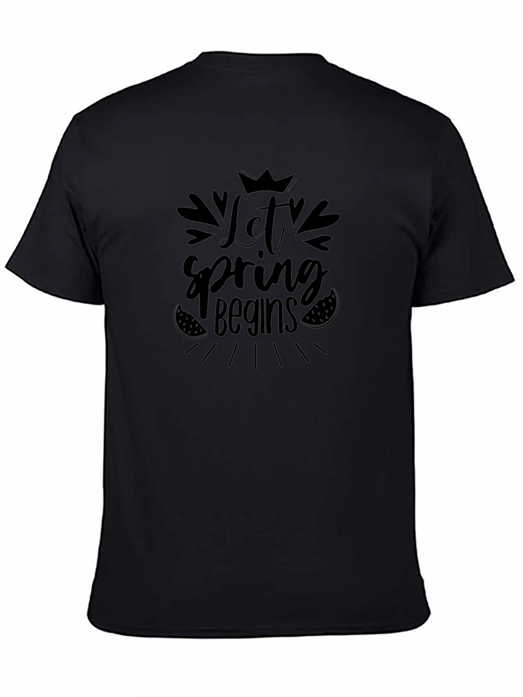 Let Spring Begins Black T-Shirt