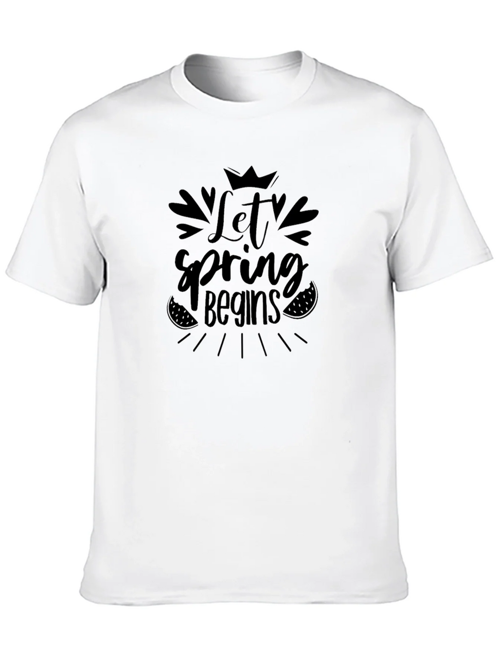 Let Spring Begins Black T-Shirt