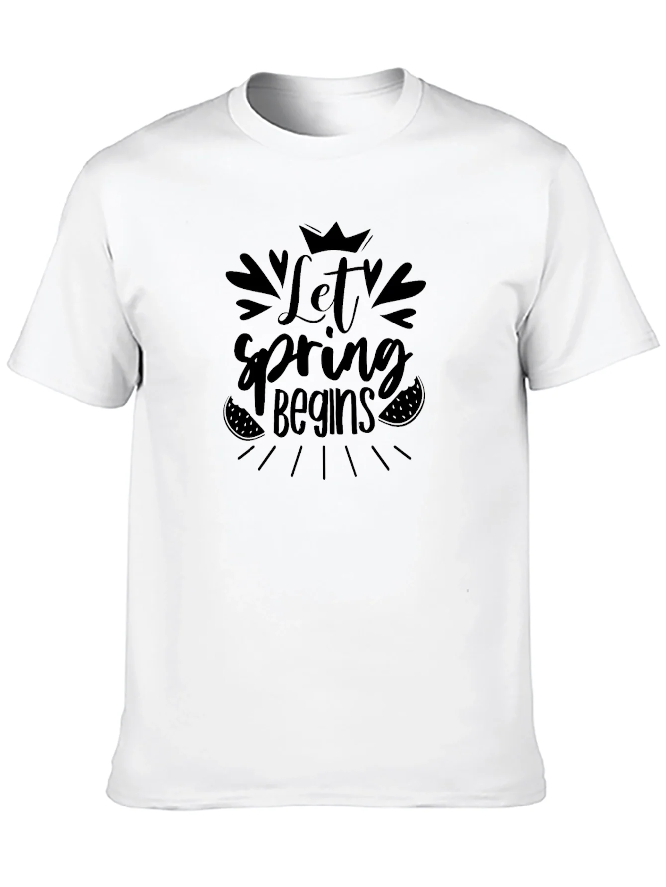 Let Spring Begins Black T-Shirt