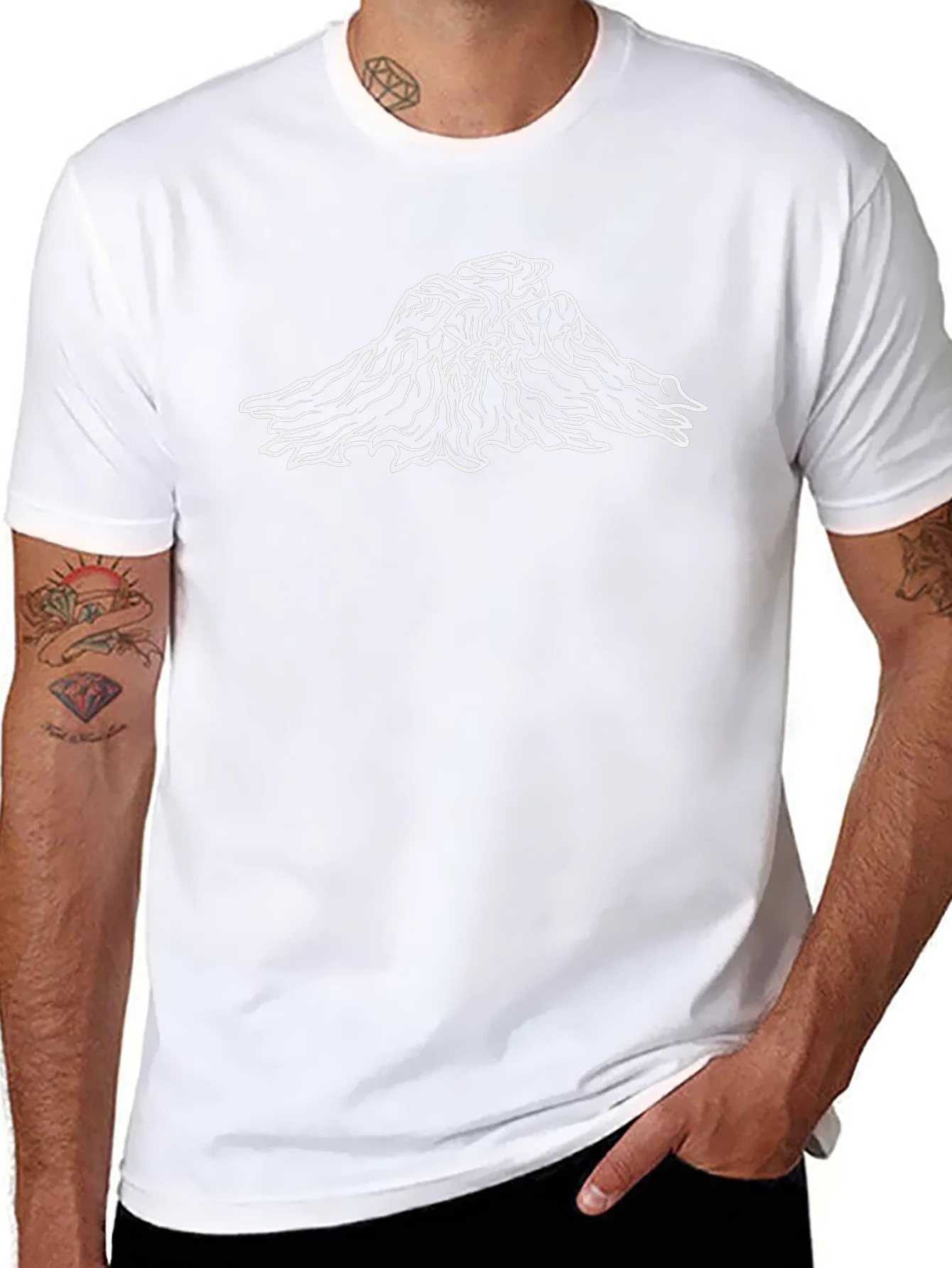 Mountain Peak Graphic Tee - Black Cotton T-Shirt