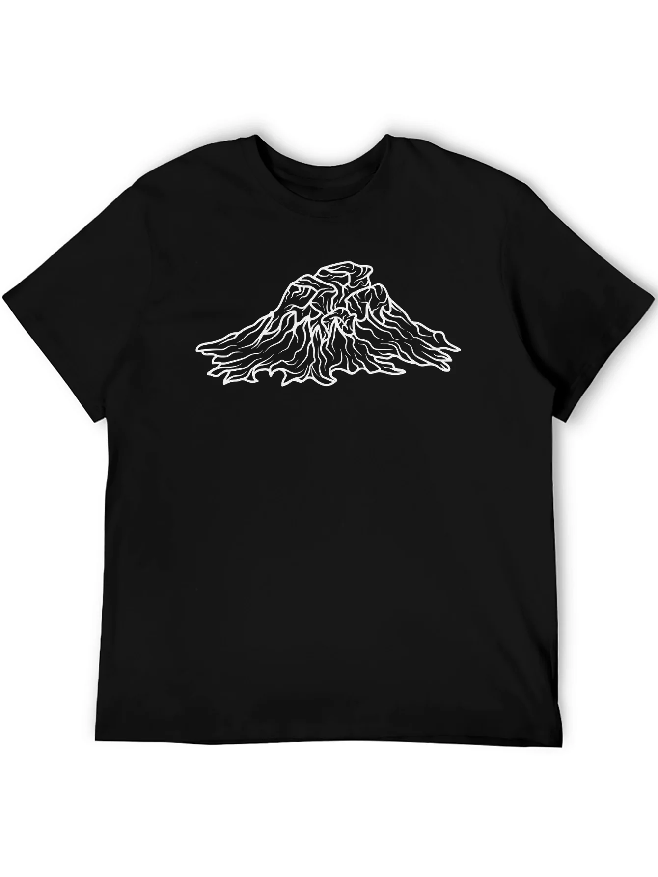 Mountain Peak Graphic Tee - Black Cotton T-Shirt