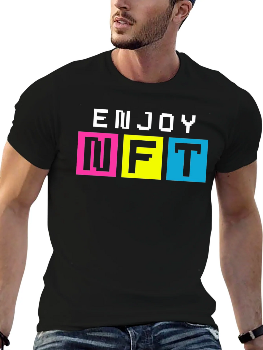 Enjoy NFT Pixel Art T-Shirt - Black