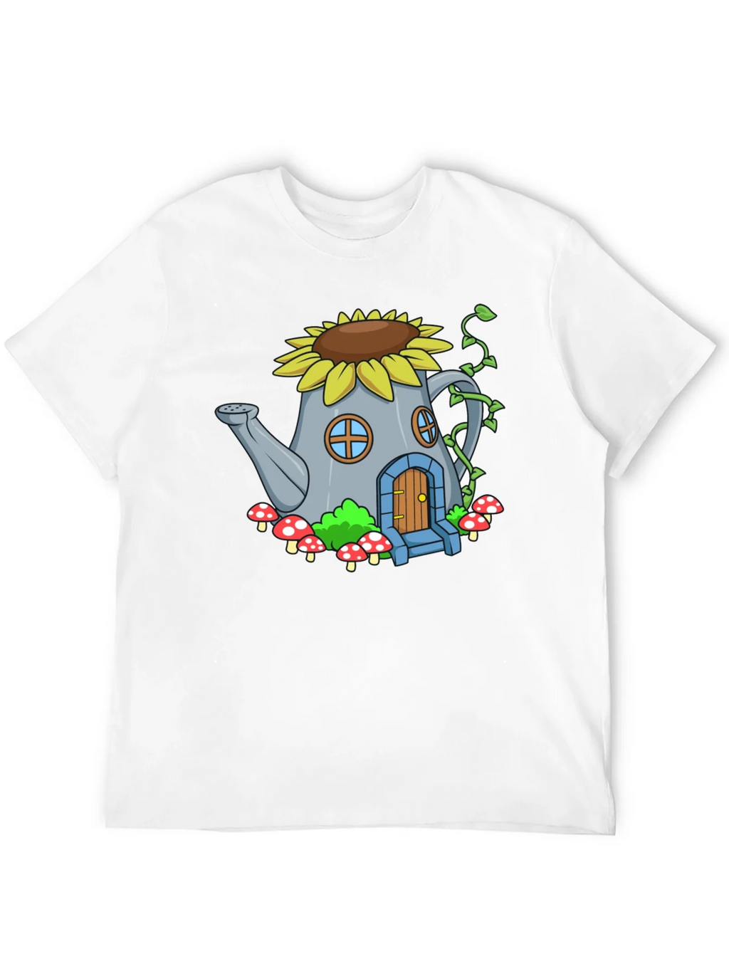 Whimsical Watering Can House Graphic Tee