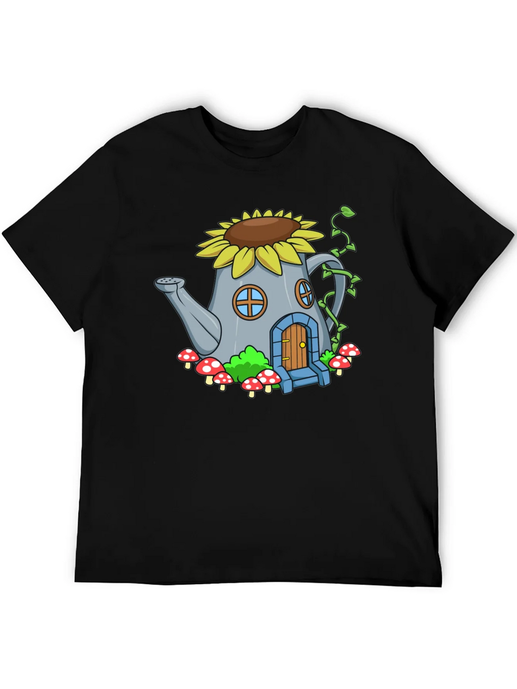 Whimsical Watering Can House Graphic Tee