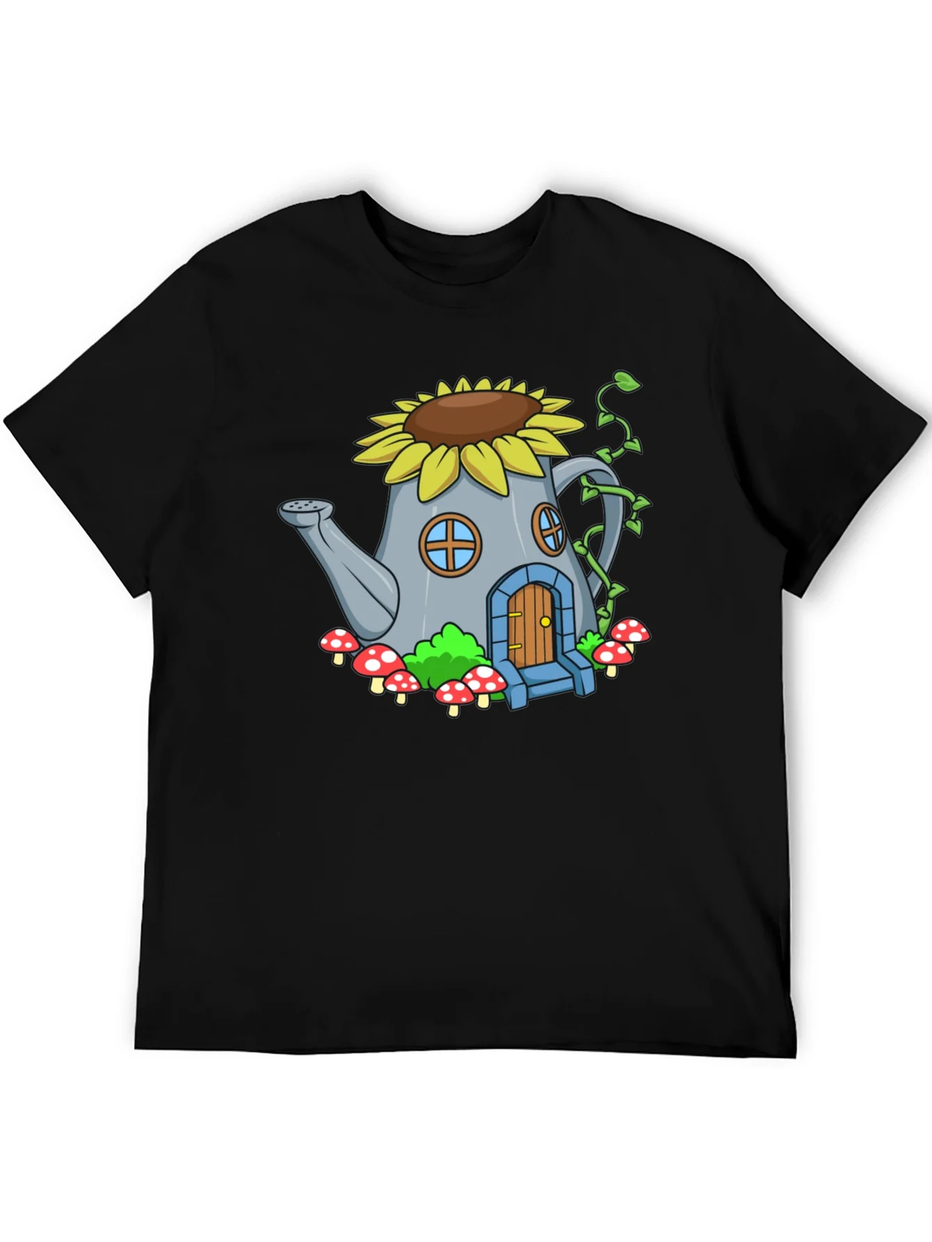 Whimsical Watering Can House Graphic Tee