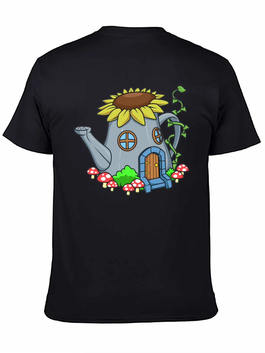 Whimsical Watering Can House Graphic Tee