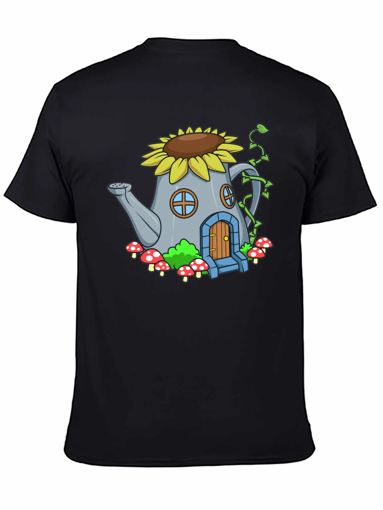 Whimsical Watering Can House Graphic Tee