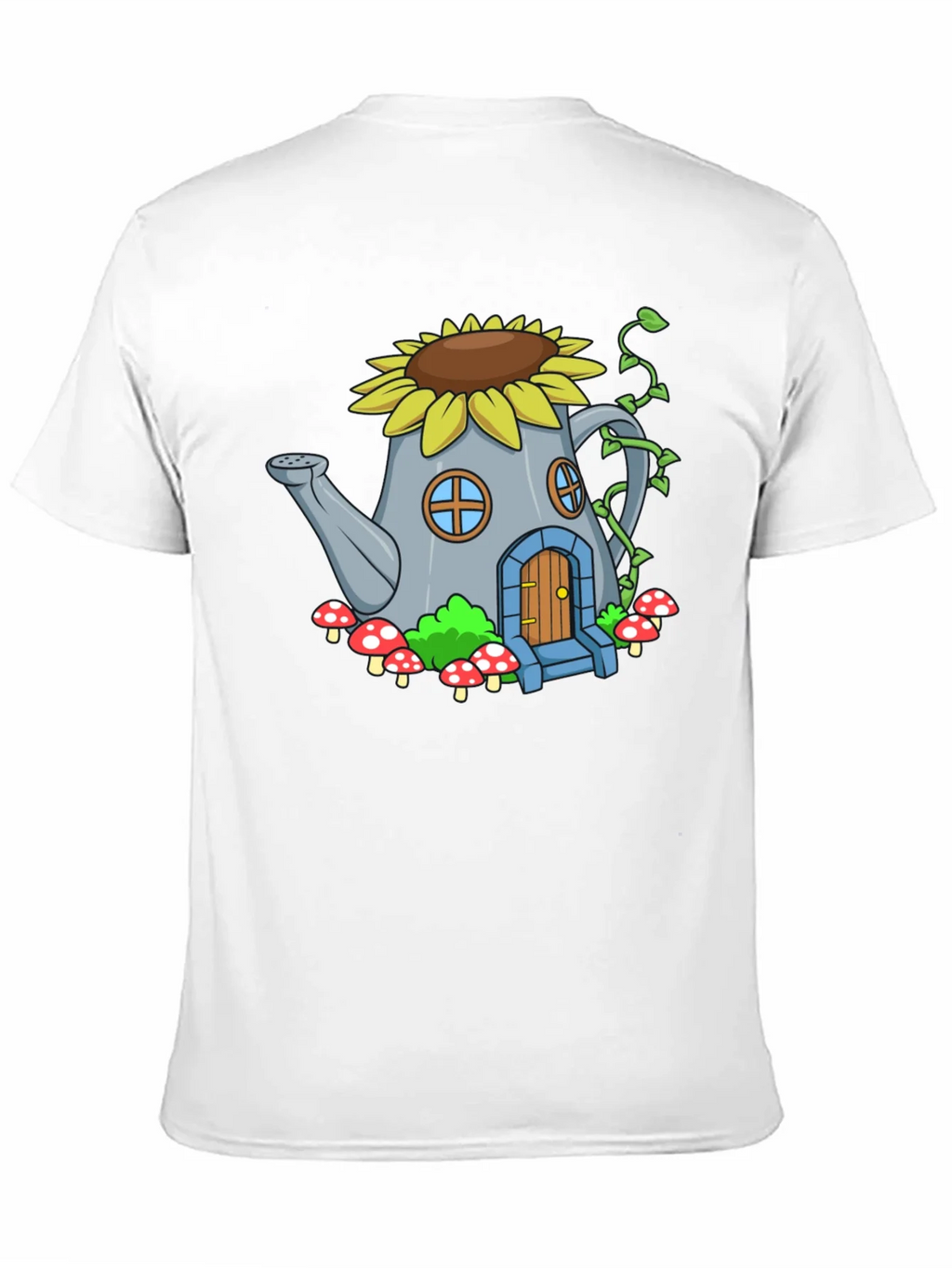 Whimsical Watering Can House Graphic Tee