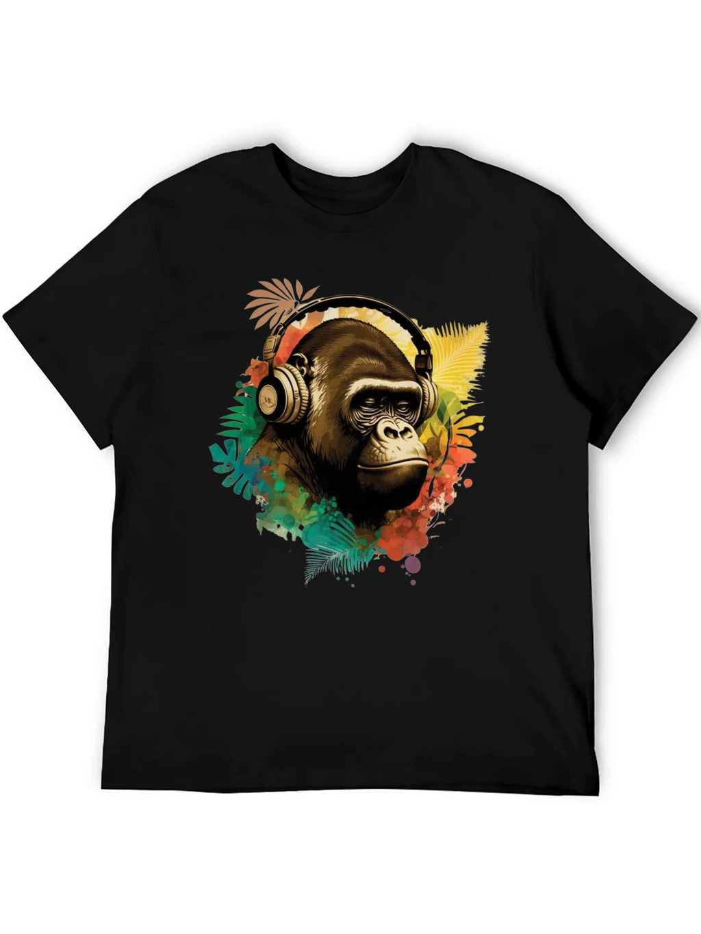 Cool Gorilla with Headphones Graphic Tee