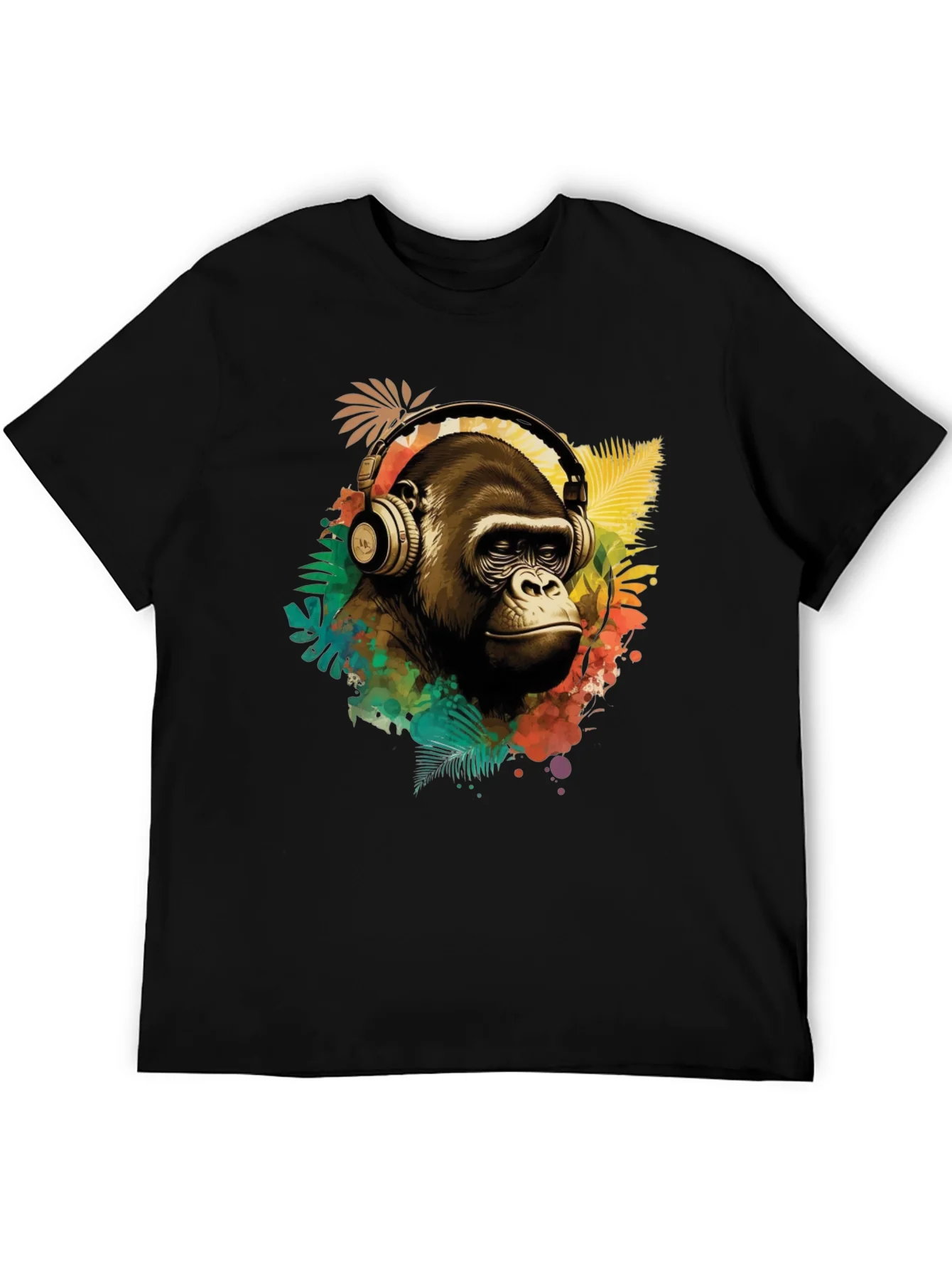 Cool Gorilla with Headphones Graphic Tee