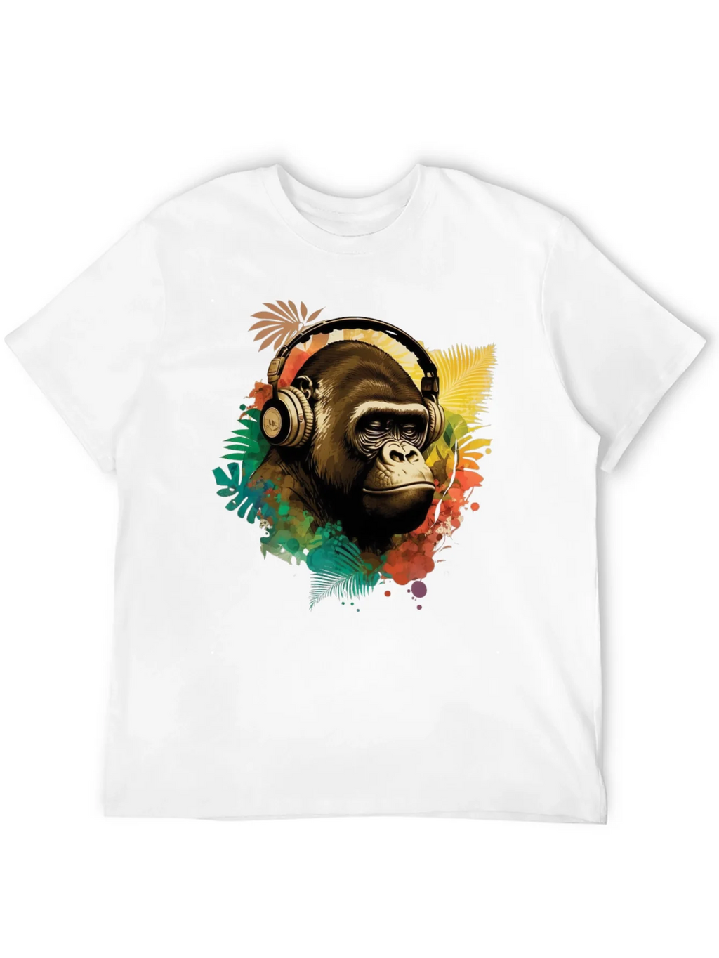 Cool Gorilla with Headphones Graphic Tee