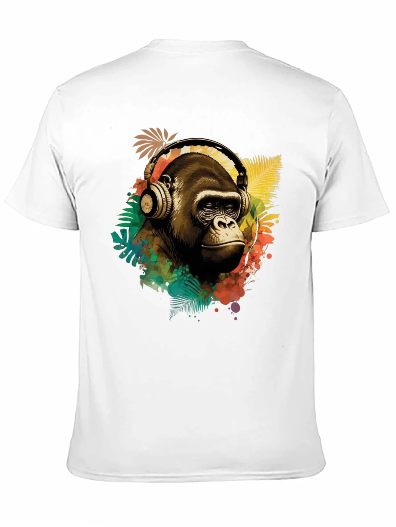 Cool Gorilla with Headphones Graphic Tee