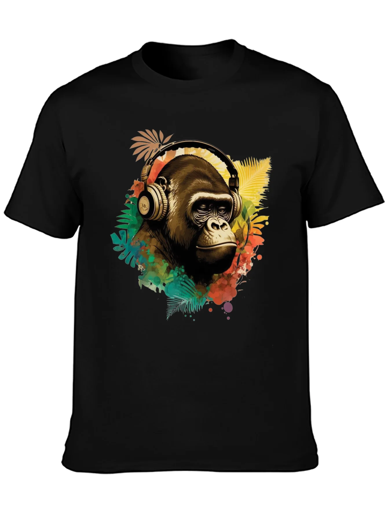 Cool Gorilla with Headphones Graphic Tee