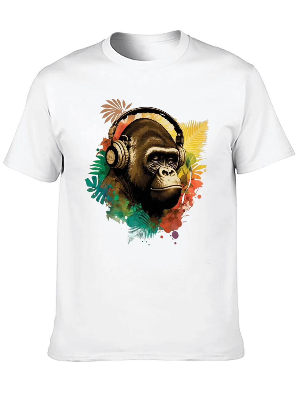 Cool Gorilla with Headphones Graphic Tee