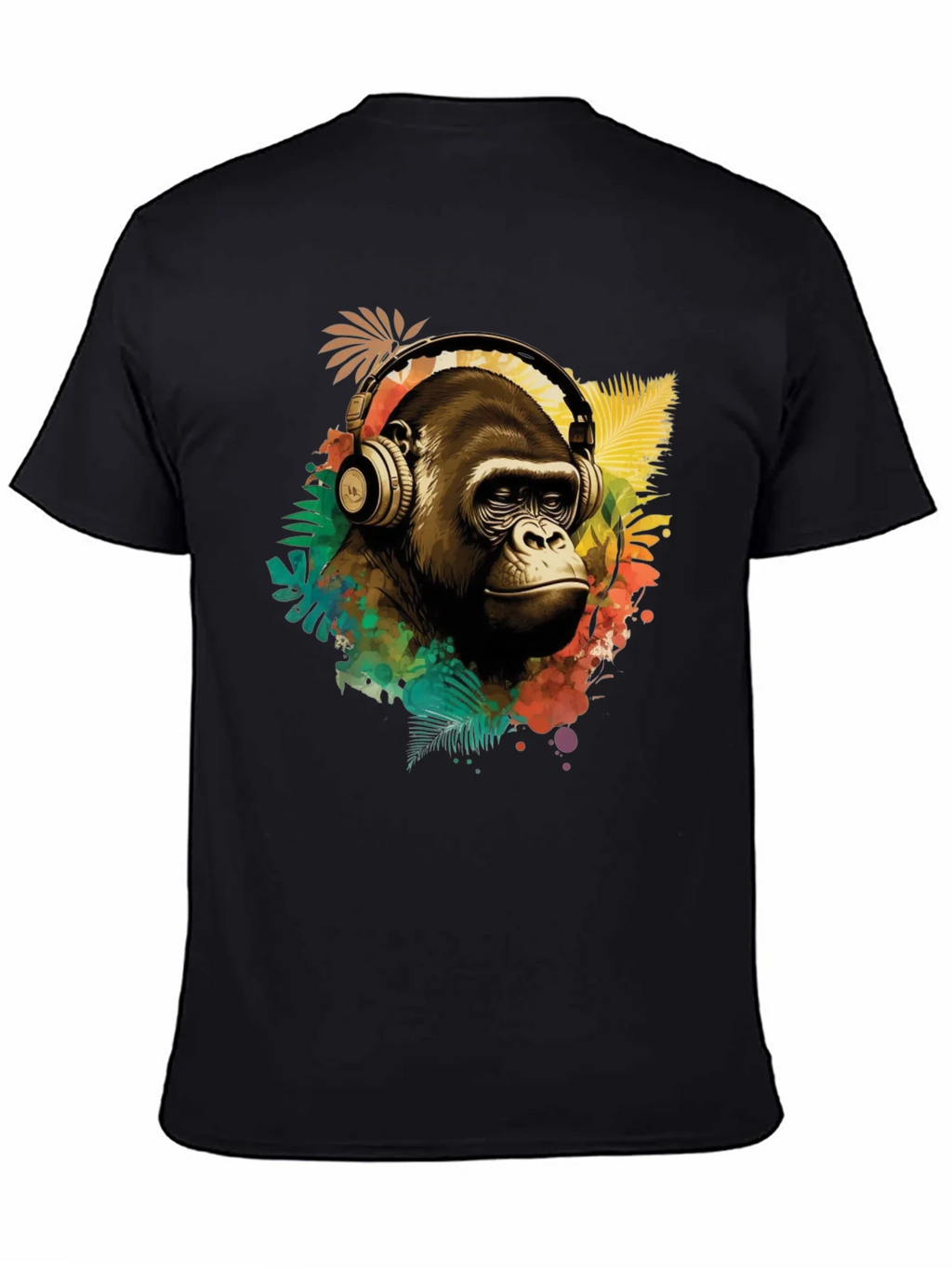 Cool Gorilla with Headphones Graphic Tee
