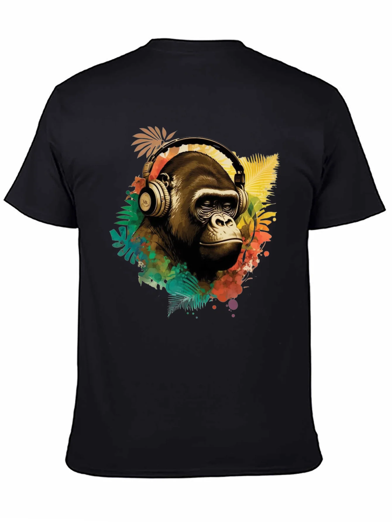 Cool Gorilla with Headphones Graphic Tee