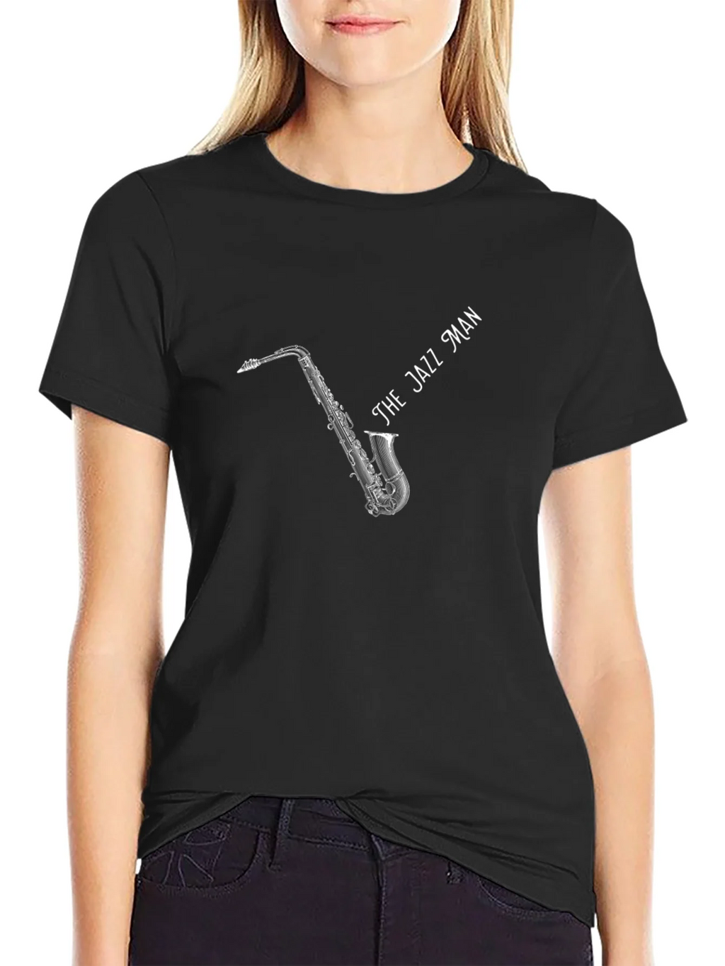 The Jazz Man Black T-Shirt - Musical Design