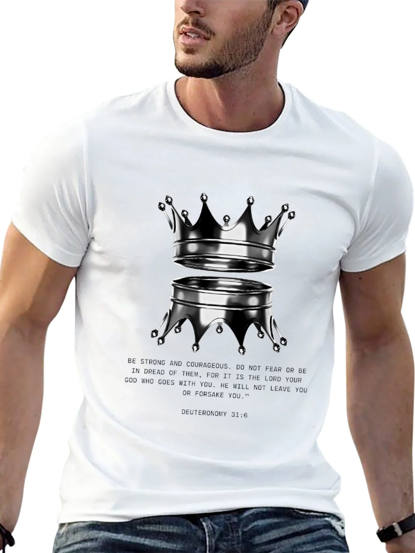 Reflective Crown Graphic Tee - Trendy Black Shirt