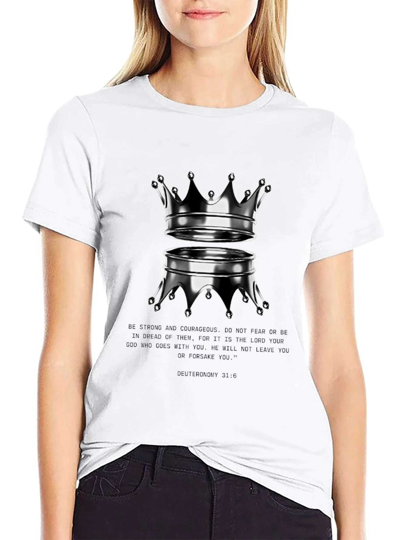 Reflective Crown Graphic Tee - Trendy Black Shirt