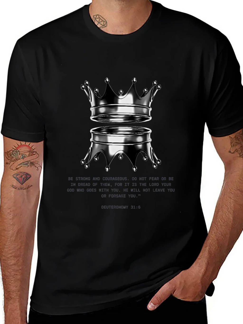 Reflective Crown Graphic Tee - Trendy Black Shirt