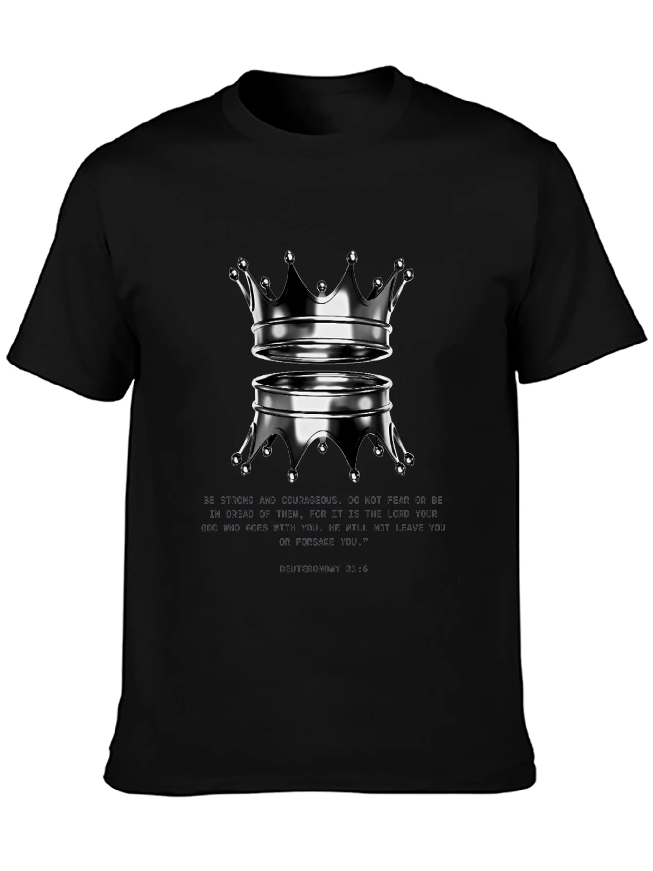 Reflective Crown Graphic Tee - Trendy Black Shirt