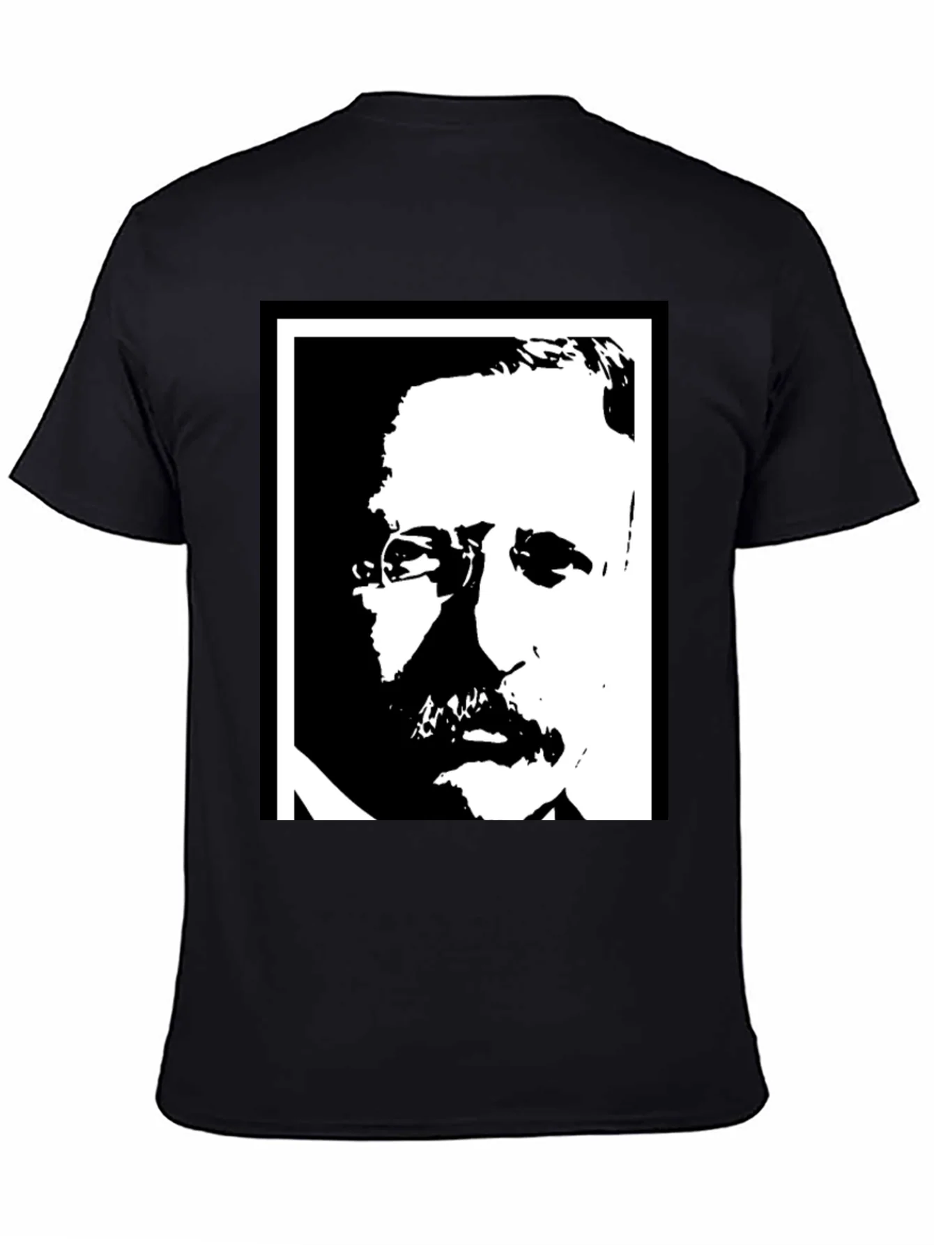 Black T-Shirt with Portrait Graphic Print