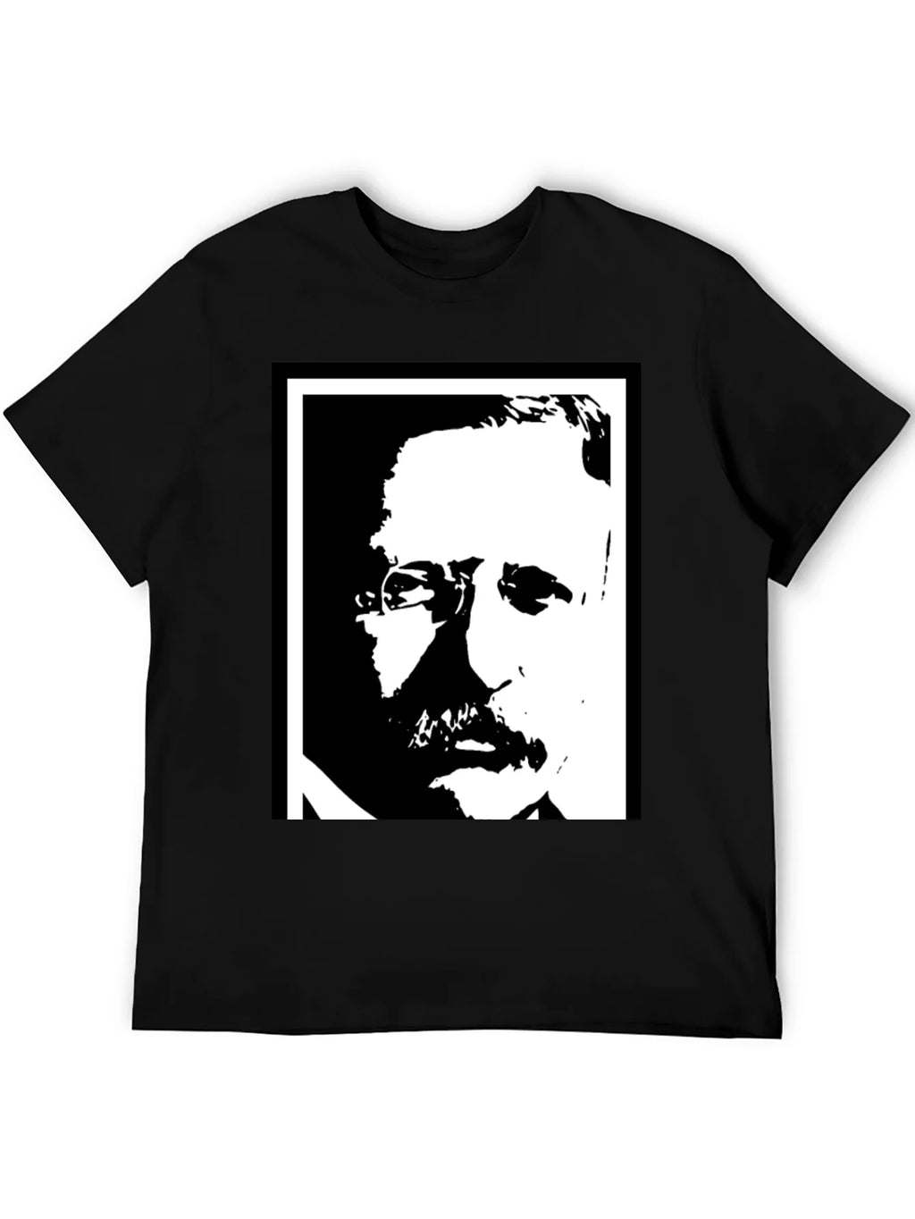 Black T-Shirt with Portrait Graphic Print