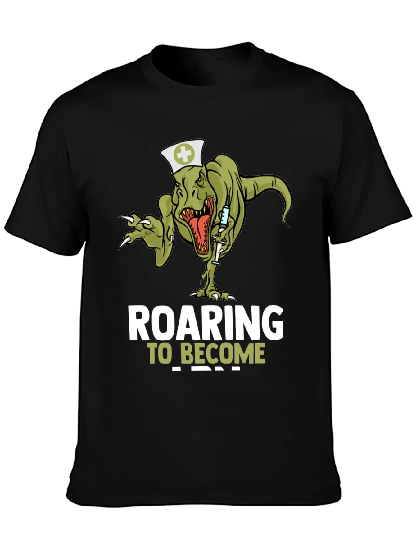 Roaring to Become a Nurse T-Shirt - Dinosaur Nurse Tee