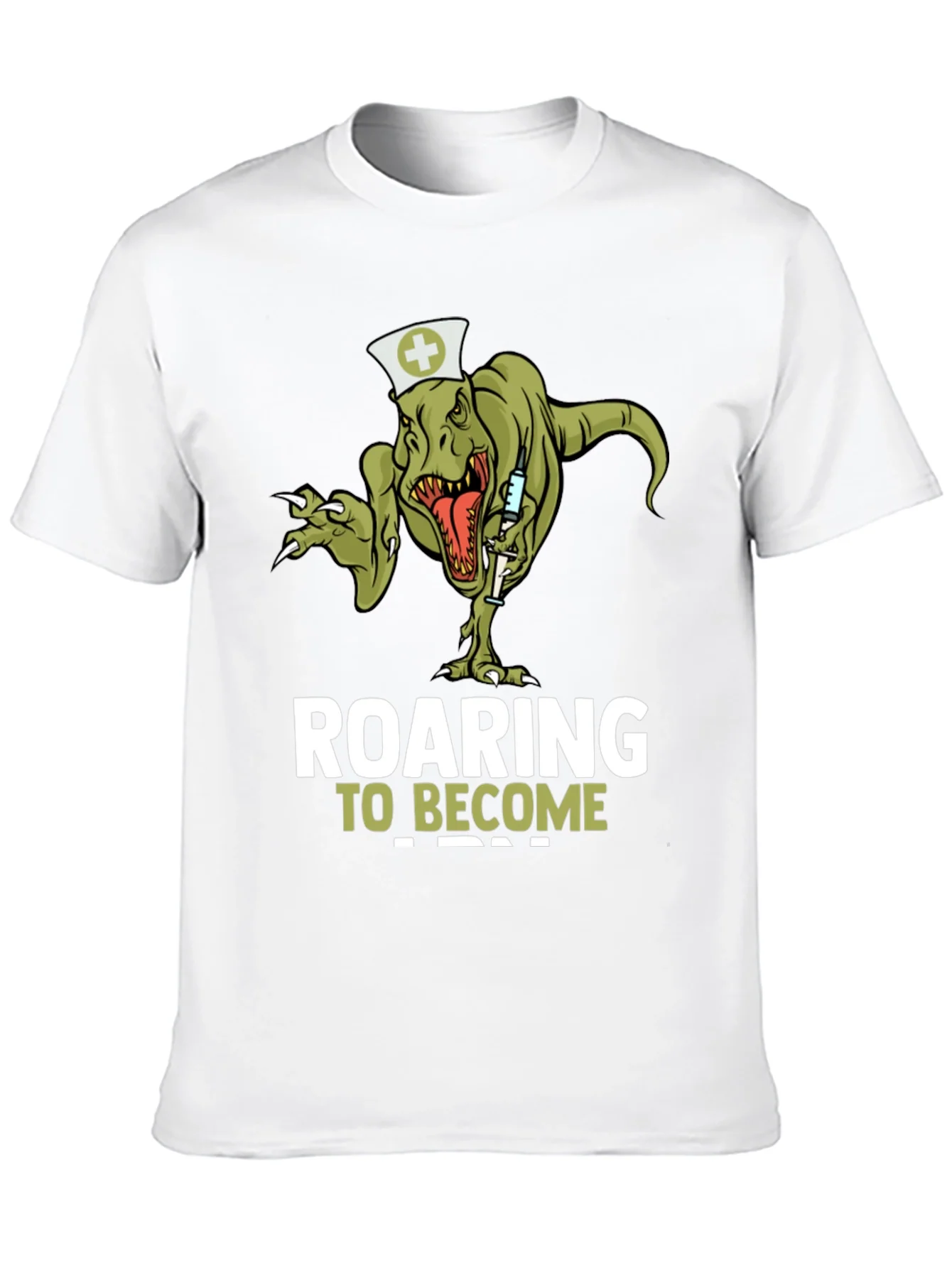 Roaring to Become a Nurse T-Shirt - Dinosaur Nurse Tee