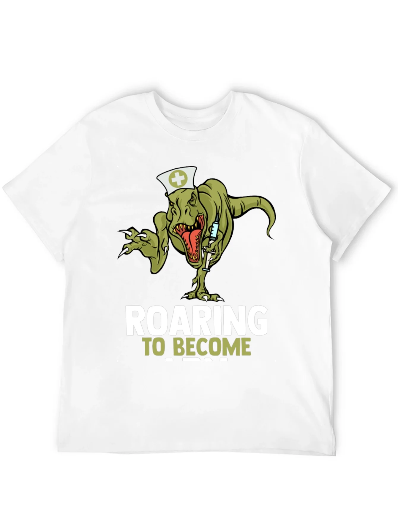 Roaring to Become a Nurse T-Shirt - Dinosaur Nurse Tee