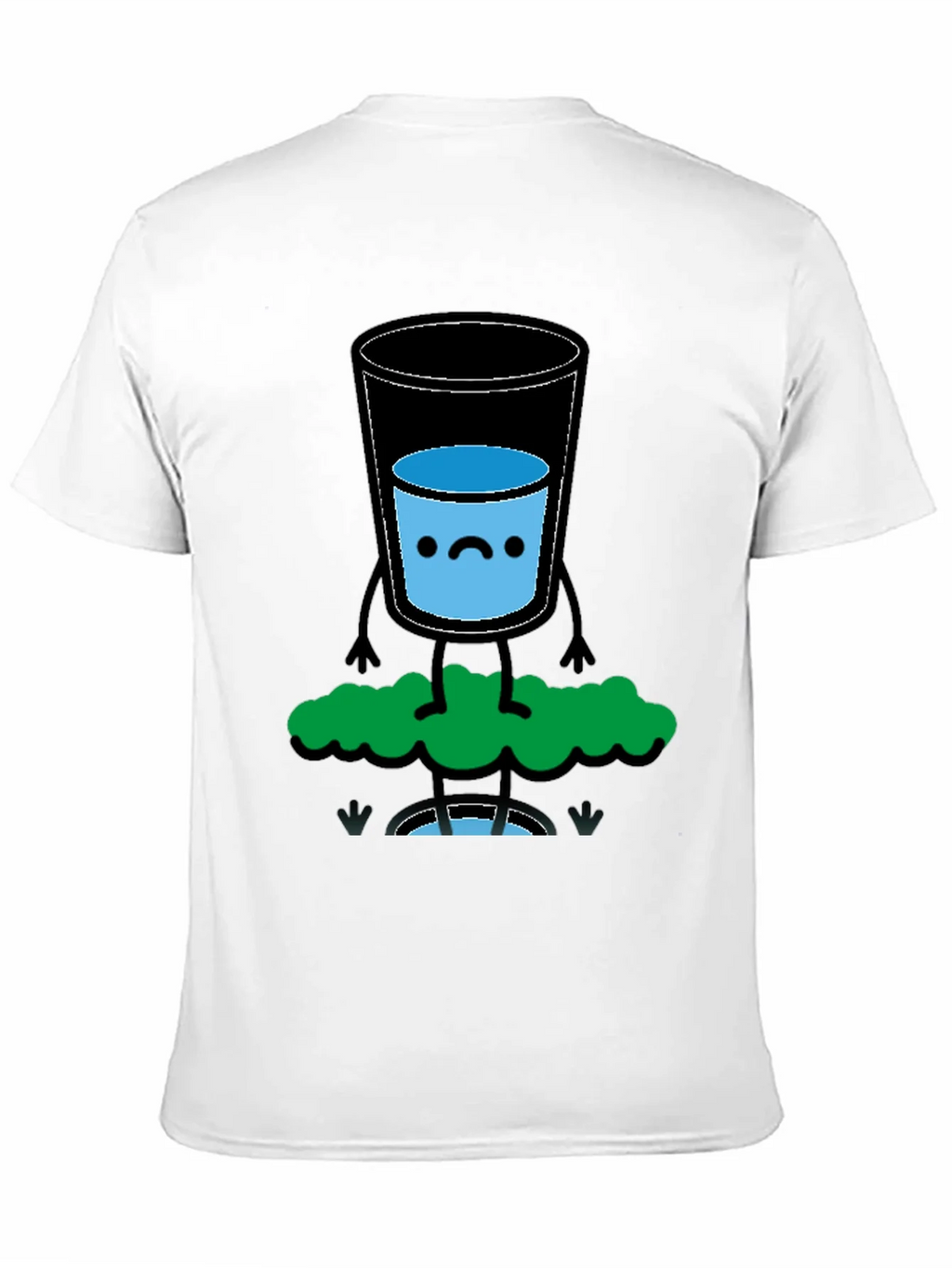 Funny Water Glass Graphic Tee - Black Cotton T-Shirt