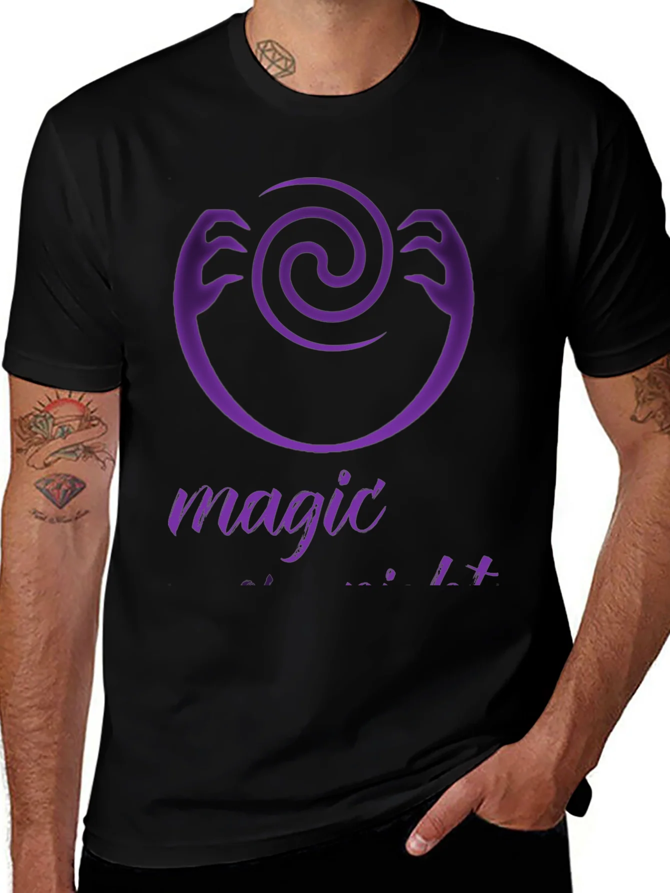 Magic Hands Spiral Graphic Tee - Modern Black T-Shirt