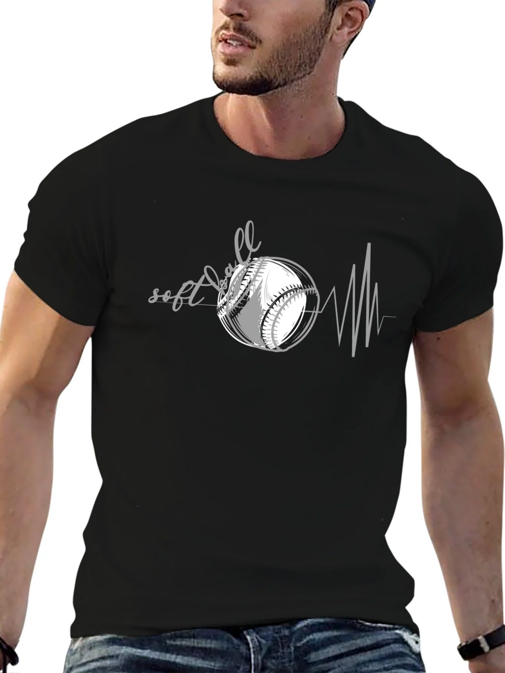 Softball Heartbeat Graphic Tee - Baseball Lover Shirt