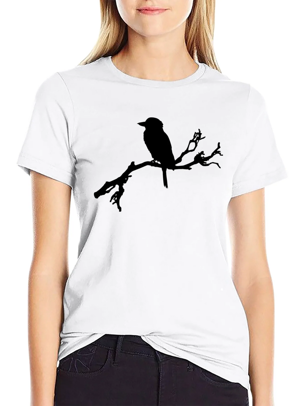 Bird on Branch Black Graphic Tee