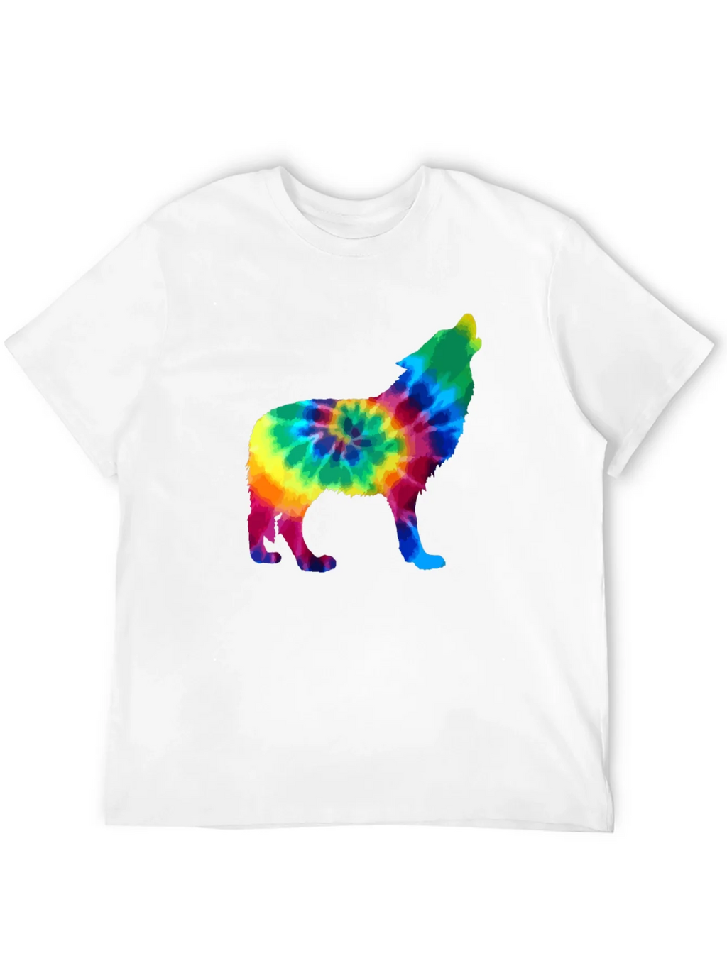 Tie-Dye Wolf Graphic Black T-Shirt