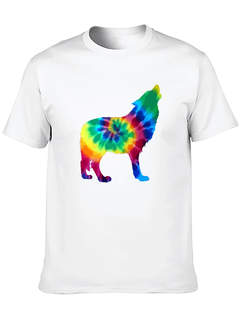 Tie-Dye Wolf Graphic Black T-Shirt