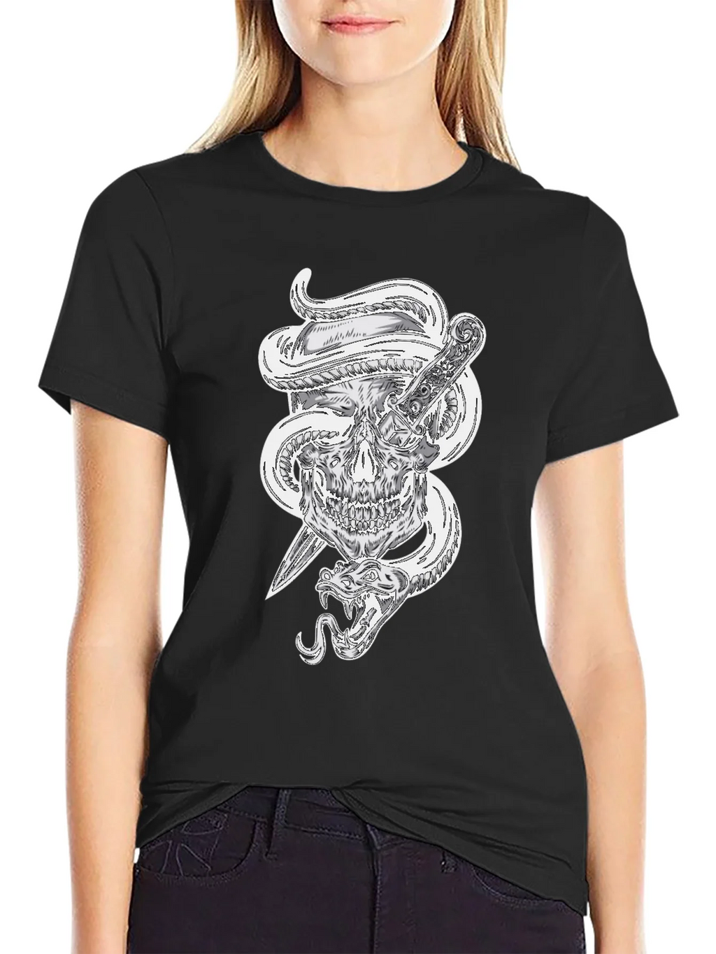 Skull Snake and Dagger Graphic Tee - Mens