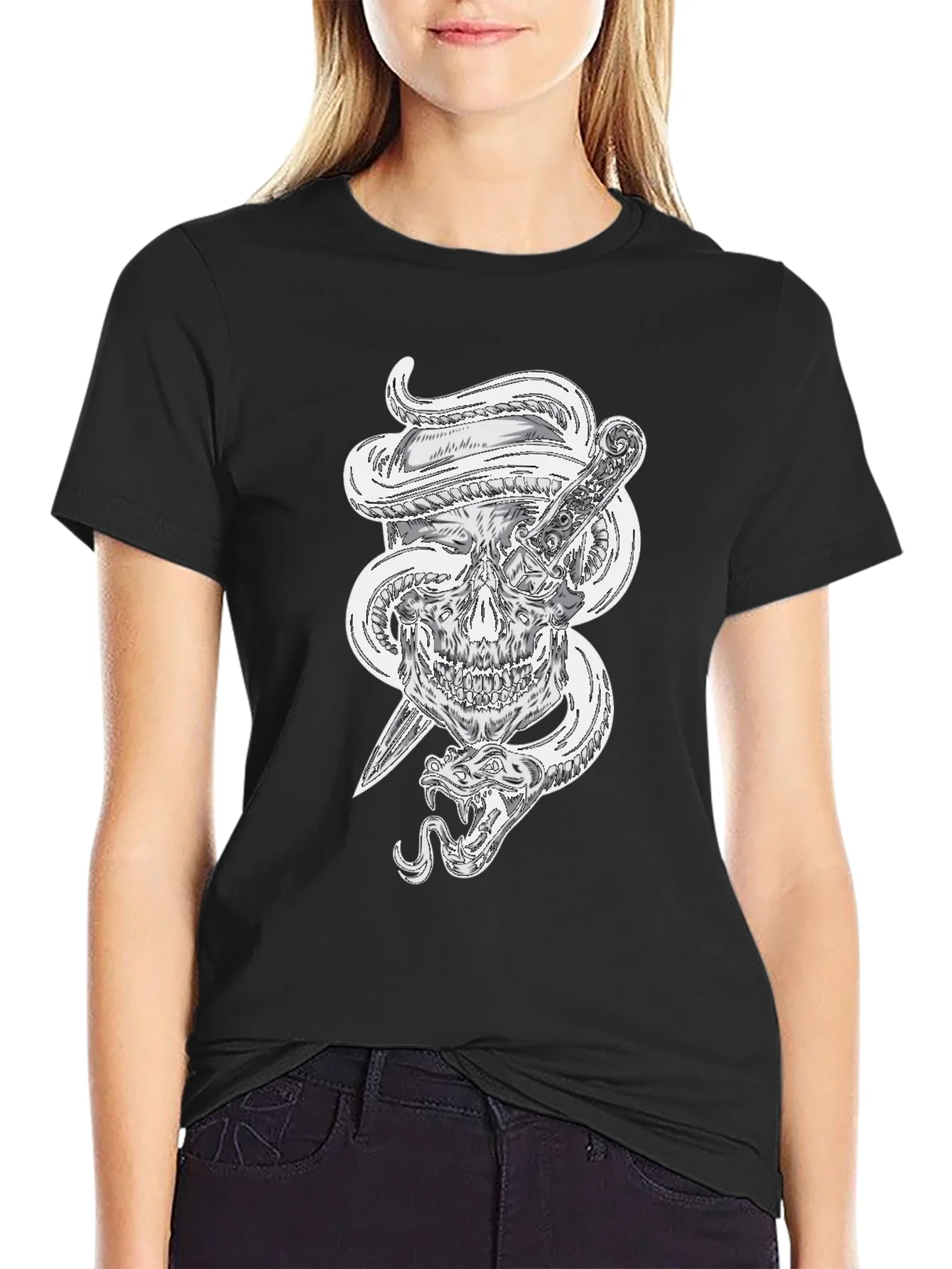 Skull Snake and Dagger Graphic Tee - Mens