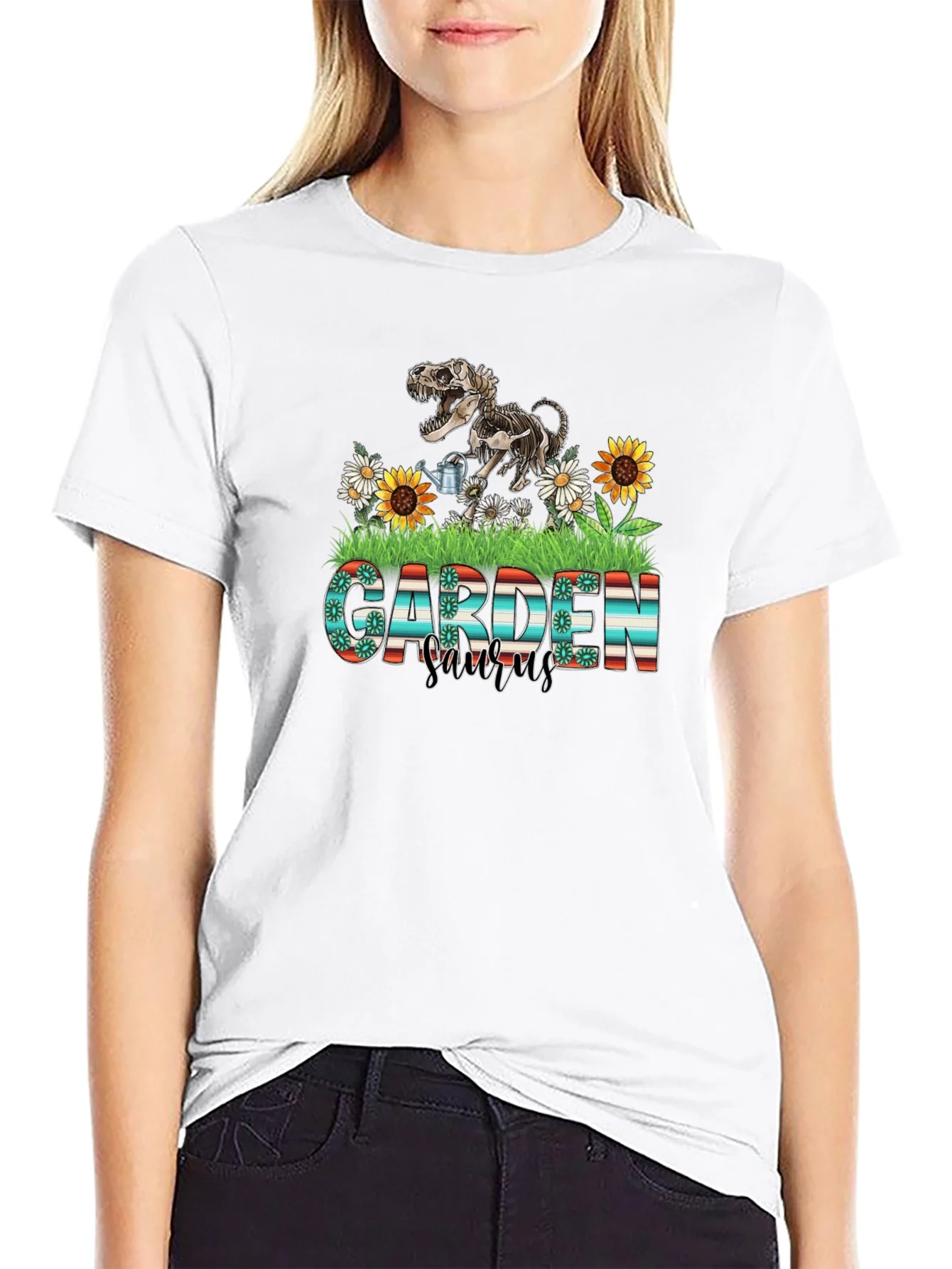 Garden Saurus T-Shirt Dinosaur Skeleton Tee